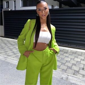 Zara Lime Green Full Length Pants 🍋‍🟩